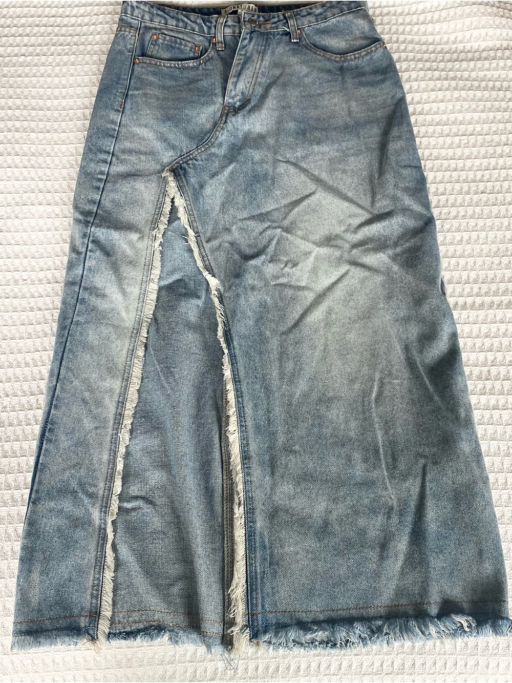 Signature8 Blue Denim Split-Front Maxi Skirt size Small